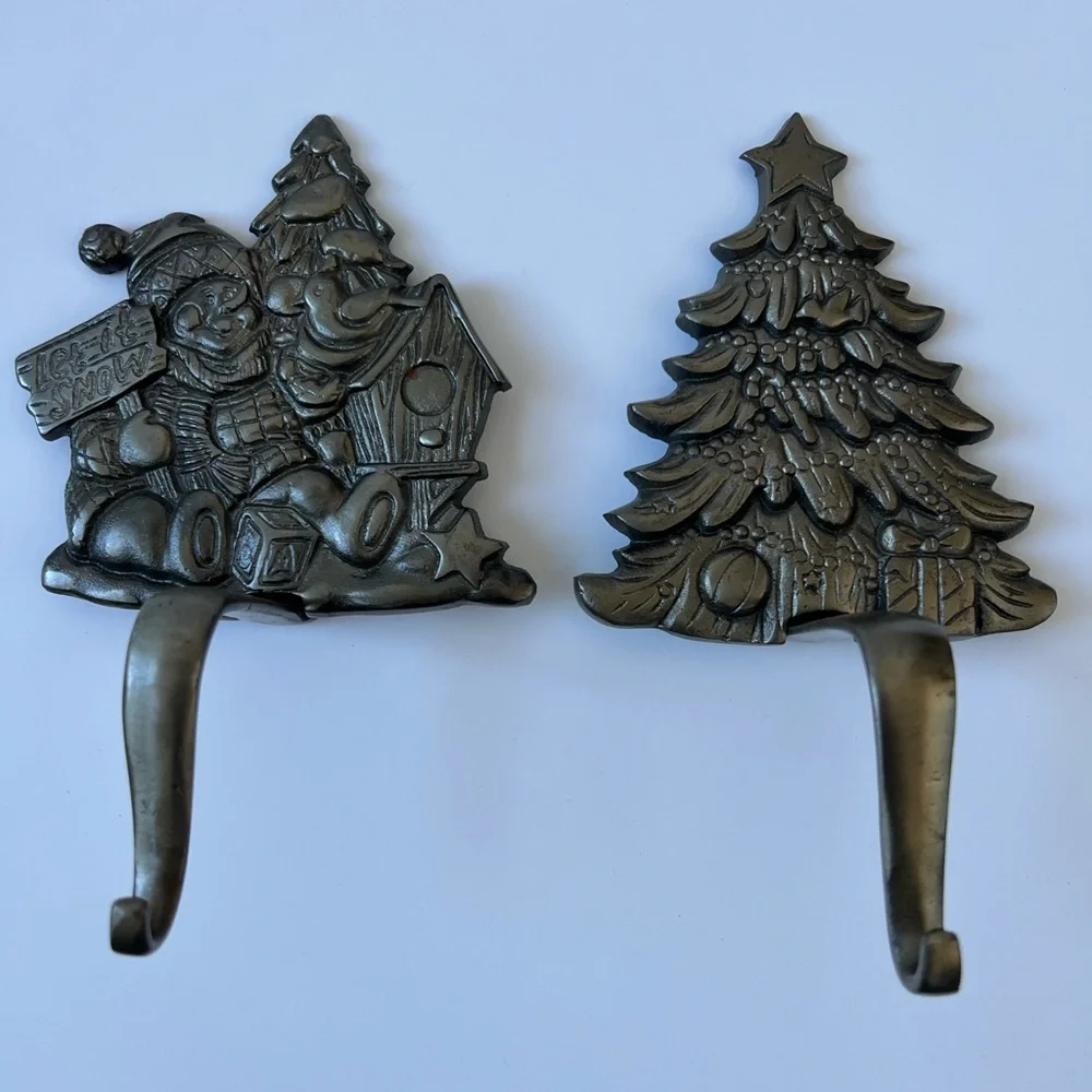 Cast iron Christmas Tree and Snowman Wall Decor
